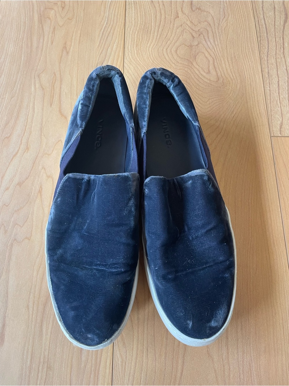 Vince Blue Velvet Warren Slip-On Platform Sneakers